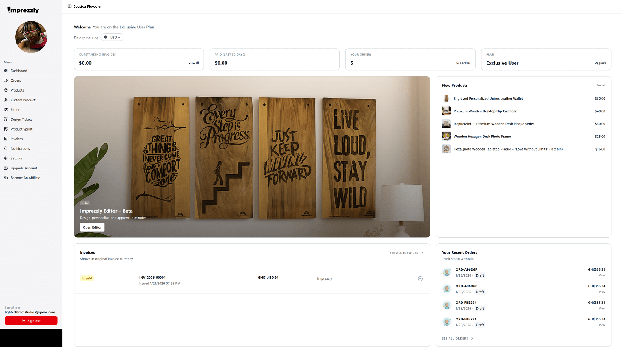 Inbox user interface